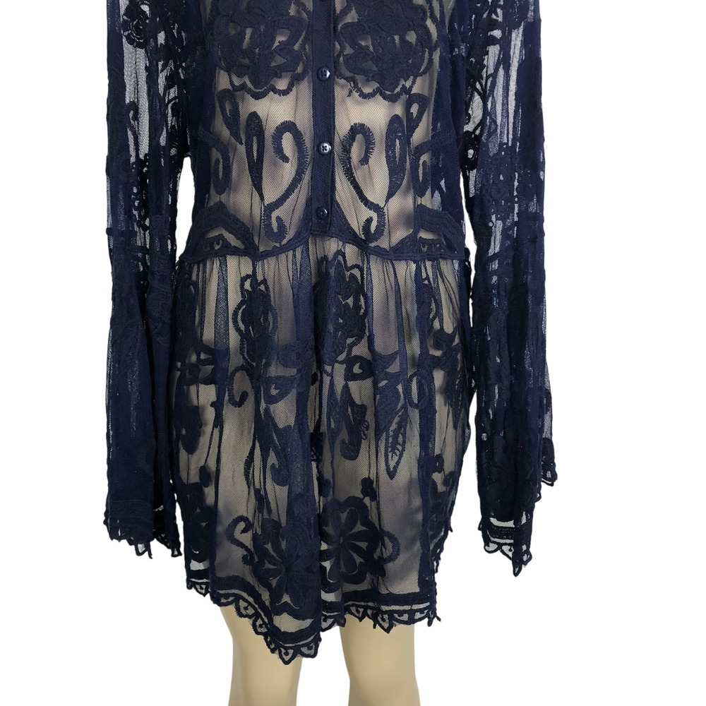 Lane Bryant Sheer Lace Flare Sleeve Babydoll Tunic Top 18/20 Whimsigoth Witchy - Picture 6 of 13